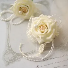 エクリュローズの親子コサージュ　2個セット　リンクコーデ　重ね付け　卒業式　入学式　謝恩会　　307