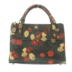 コーチ COACH ハンドバッグ 2way ショルダーバッグ レザー ターンロック ロゴチャーム 花柄 総柄 黒 ブラック 33623 /MN22 ■GY11