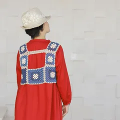 ハンドメイド　クロシェ編み　ベスト　ビスチェ　コットン100% 一点物