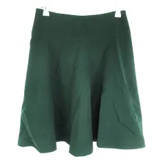 ユナイテッドアローズ UNITED ARROWS スカート フレア ひざ丈 バックファスナー 無地 38 緑 ダークグリーン ボトムス