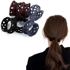 【新着商品】跡がつかないヘアゴム よく伸びるゴム 6個セット 髪留め ゴム 黒 ヘアゴム 髪ゴム 韓国風 可愛い 高弾性 輪ゴム ヘアゴム 太め おしゃれ Fuyunohi 大人 お団子リング ポニーテールリング 柔らかい 髪に優しく ブラック ブルー コーヒ