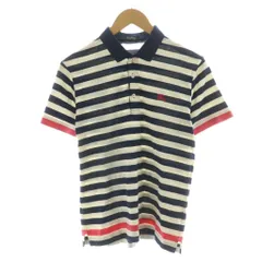 バーバリーブラックレーベル BURBERRY BLACK LABEL ポロシャツ 半袖 ボーダー ロゴ 刺繍 2 ホワイト ネイビー D1P43-542-29 /NQ