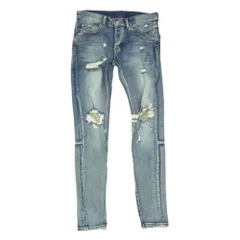 ミニマル MNML 裾ジップ ダメージ スキニー デニム パンツ インディゴブルー系 29【中古】