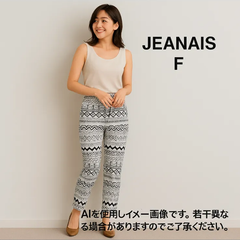 AB0302 JEANAIS エスニック柄ワイドパンツ Fサイズ 総柄 美品