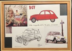 【懐かしい名車の絵ハガキ・フレーム入り】シトロエン2CV_250206