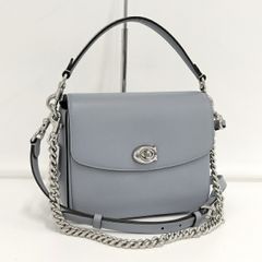 【中古】COACH 2WAY ショルダーバッグ C ロゴ レザー ブルー グレー 88346