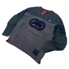 ecko unltd. エコー スウェット トレーナー 肘プロテクト ネイビー グレー M 秋冬 ヒップホップ ストリート スケーター 定番 古着■S4166