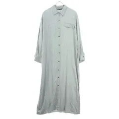 ZARA ザラ 長袖 シャツワンピース L グレー ロング丈 レディース 古着
