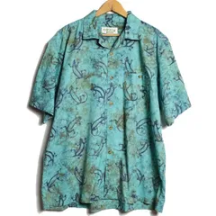 90's 00's オービス ORVIS 総柄 オープンカラー ボックス シャツ 半袖 爬虫類柄 (L) コットン 90年代 00年代 オールド アウトドア Y2K　アメリカ古着 USED  ビンテージ ヴィンテージ