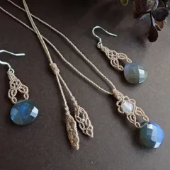 小粒天然石（ネックレス/ピアス）セット　〜ラブラドライト〜