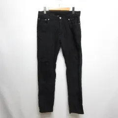 メンズメルローズ MEN'S MELROSE ストライプ柄 スキニー パンツ 4 黒 ブラック レーヨン混 ストレッチ ジッパーフライのサムネイル