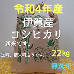令和4年産 三重県伊賀市産 コシヒカリ22㎏ 無洗米 (送料、精米料、消費税込)