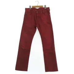 ディーゼル DIESEL IAKOP デニム パンツ リペア加工 ボタンフライ スリムストレート W30 S-M位 赤 レッド ■GY01のサムネイル