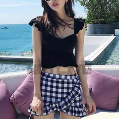 水着　ハイウエスト　ビスチェビキニ2点セット 黒　ブラック