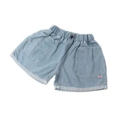☆ Fタイプ ☆ 130CM ☆ デニムショートパンツ キッズ jx02dk02 デニムショートパンツスカート パンツ ショートパンツ 短パン 子供服 こども服 子ども服 子供 女の子 ボトムス プリーツ 花 ポケット付き 通園 通学 お出かけ 外出
