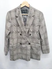 ◇ ⊇ Simplicite チェック ダブルボタン 長袖 ジャケット サイズS ダークグレー ホワイト ボルドー系 レディース メンズ E  【1506250000344】