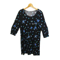 ソニアリキエル ワンピース 7分袖 大きいサイズ ウール混 トップス 黒 レディース 44サイズ ブラック×ブルー Sonia Rykiel 【中古】のサムネイル