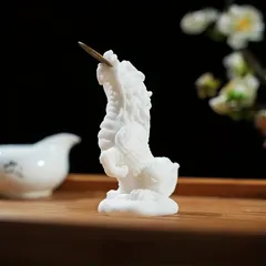 麒麟 置物 オブジェ ホワイト ストーン 優雅 伝統的 運 金運 健康運 出世運 家庭運 家内安全 インテリア 玄関 リビング 贈り物 プレゼント 魔除け オフィス 飾品 幸運