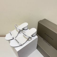 BALENCIAGA アルファベットストラップ太ヒールサンダル/スリッパ