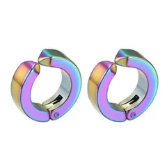 フープ リング セット ノンホール 2個 フェイク 両耳 ピアス 銀 レディース