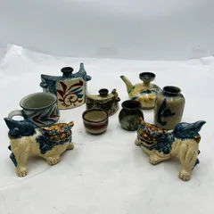 沖縄　琉球　壺屋焼　新里勇人作 台付シーサー ヤチムン　やちむん 沖縄 琉球 壺屋焼 新里勇人作 台付シーサー ヤチムン やちむん