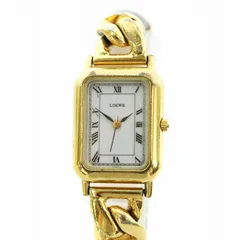 【新品電池】ロエベ アナグラム ゴールド文字盤 腕時計 デイト 3針 純正尾錠memeの厳選腕時計