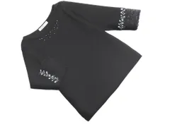 MAJESTIC LEGON マジェスティックレゴン 刺繍 レース ビーズ リブ カットソー sizeM/黒 ◇■ レディース