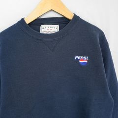 USA製 アメリカ製 MJSOFFE ペプシ Pepsi 刺繍 ロゴ スウェット トレーナー プリント ネイビー 紺 Mサイズ 古着【UR-0589】