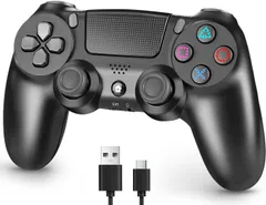 ps4コントローラー【2025年革新版・アップデート】ps4 コントローラ- pc Turbo連射機能 6軸ジャイロセンサー 二重振動 高精密ボタン Bluetoooth5.4 無線/有線安定接続 1000mAh 急速充電 16時間連続使用 人体工学設計