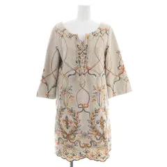 グレースクラス GRACE Class レースアップ 刺繍ワンピース ミニ 七分袖 36 マルチカラー ■OS