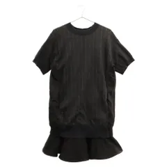 sacai luck (サカイ ラック) 15SS ストライプ 裾ペプラム切り替え 半袖ワンピース ブラック 15SSLU883 レディースのサムネイル