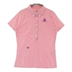 サイズ：M LECOQ GOLF ルコックゴルフ  半袖ポロシャツ ボタンダウン ストライプ柄 ピンク系 [240101293897]# ゴルフウェア レディース ストスト