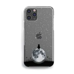 月の上の黒猫　iPhoneケース　クリアケース