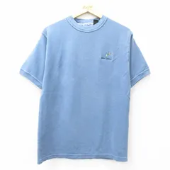 M/古着 半袖 ビンテージ Tシャツ メンズ 90s 馬 鹿の子 コットン クルーネック 薄紺 ネイビー 25aug19 中古