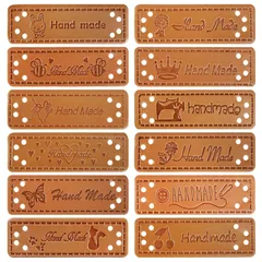 【人気商品】ラベル ワッペン 帽子 ハンドメイド 衣類 マルチタグ 縫製用ラベル 合皮 バッグ 穴開け ポーチ 布タグ タグ 刺繍タグ 材料 全12種 手芸 革タグ 60枚セット Augoog