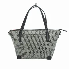 コールハーン COLE HAAN CH モノグラム ジップ トート 2WAY ショルダーバッグ 総柄 ナイロン レザー 黒 ブラック グレー U05966 /HO