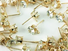 ピアス パーツ　ゴールド　KC金　40個　ラインストーン カン付　AP0343