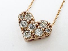 Ponte Vecchio ポンテヴェキオ PV ネックレス ハート ダイヤ 0.20ct K18 ピンクゴールド 新品仕上げ