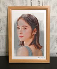 女優画18 額装品 額縁寸法34cm×25cm 水彩、ペン、色鉛筆画 定款