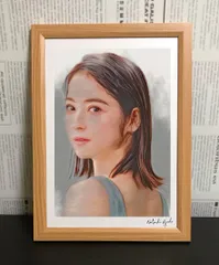 女優画21 額装品 額縁寸法32.7㎝×24.0㎝×1.5㎝ 色鉛筆画 定款付