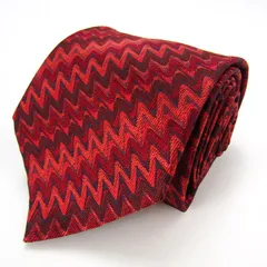 ミッソーニ ブランド ネクタイ シルク ライン柄 未使用タグ付 PO メンズ レッド MISSONI