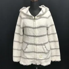 ジェラートピケ★ボーダー柄/ルームウェア/ジップアップパーカー【レディースF/白×グレー/white×gray】Jacket/Jumper◆cBH589-b