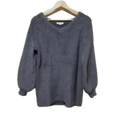 PLS+T(PLST)(プラステ) 長袖セーター サイズM レディース美品  - グレー Vネック