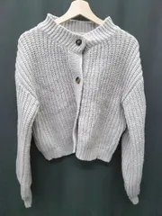 ◇ ⊇ SAISON DE PAPILLON セゾン・ド・パピヨン 長袖 ニット カーディガン サイズM グレー レディース P  【1409090040658】