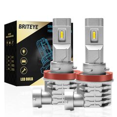 【開店記念】6500K CREEチップ搭載 ホワイト H8/H9/H11/H16 車検対応 LEDバルブ LEDヘッドライト 一体型 車用 H11 ファンレス Briteye(まぶしい) (2個入）