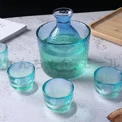 【新品?未使用】 冷酒器 6点セット酒器 ガラス製 徳利 猪口 温燗 熱燗 焼酎 盃 冷酒 日本酒 清酒 とっくり 杯 食器 陶器プレゼント 酒燗器 