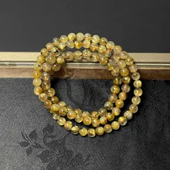 希少 EU製 ★太陽花タイチンルチル★黄金針水晶 金運 開運 ゴールド 3本巻きブレス パワーストーン プレゼント1 5.4-6.3mm ZB8677