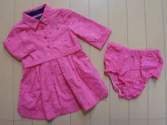 トミーヒルフィガー tommy hilfiger アウトレット 子供服 女の子 12M 約 80cm ベビー服 長袖 ワンピース ピンク 水玉 春 夏 秋 ★3 ガールズ 女児 キッズ ベビー 【中古】 リサイクル 古着 子ども服 こども