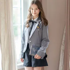 【グレー×黒】ガールズぺプラムパンツスーツ6点セット キッズ キャサリンコテージ TAK