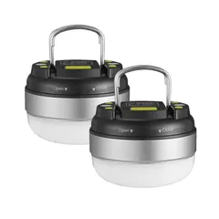 【数量限定】LEDランタン 電池式 BRISIE 【明るさ 130ルーメン/実用点灯7-27時間/防滴】3つの点灯モード 電球色 アウトドア/応急/防災用品 2個セット シルバー